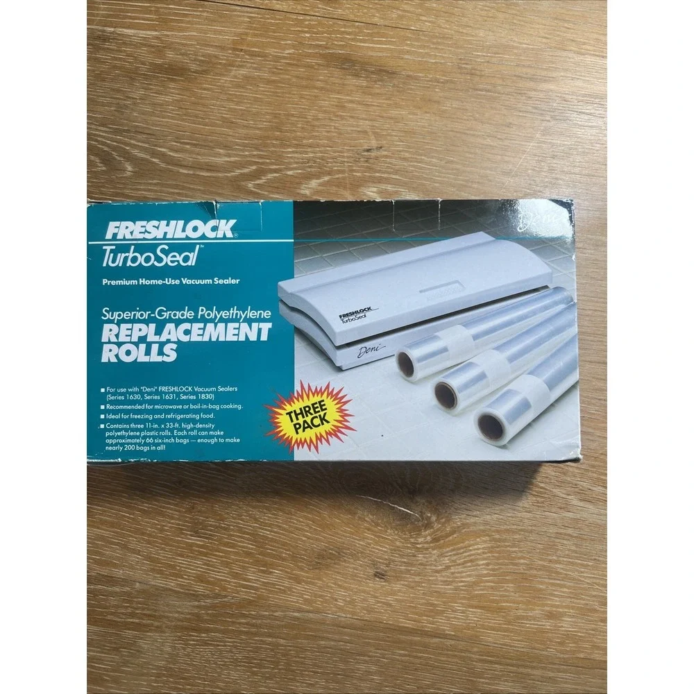 Deni Freshlock Turbo Seal Vacuum Sealer Food Storage Replacement Rolls 3-Pack‎